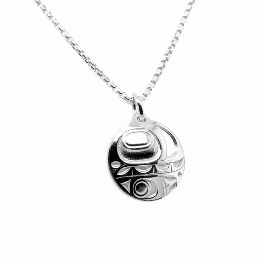 Pendant - Sterling Silver - Round - Orca - Mini - 15mm