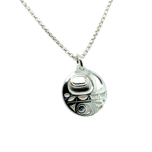Pendant - Sterling Silver - Round - Orca - Mini - 15mm