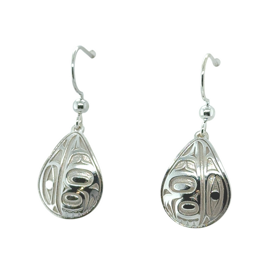 Earrings - Sterling Silver - Drop - Teardrop - Raven - 19mm