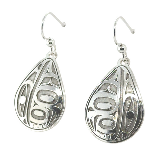 Earrings - Sterling Silver - Drop - Teardrop - Raven - 28mm