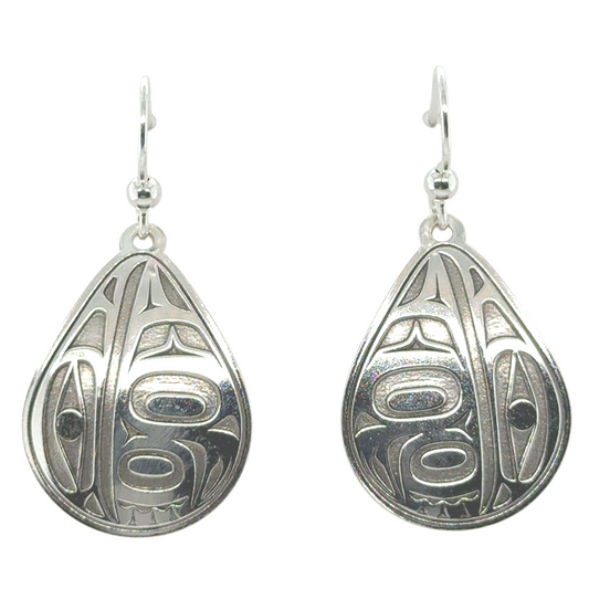 Earrings - Sterling Silver - Drop - Teardrop - Raven - 28mm