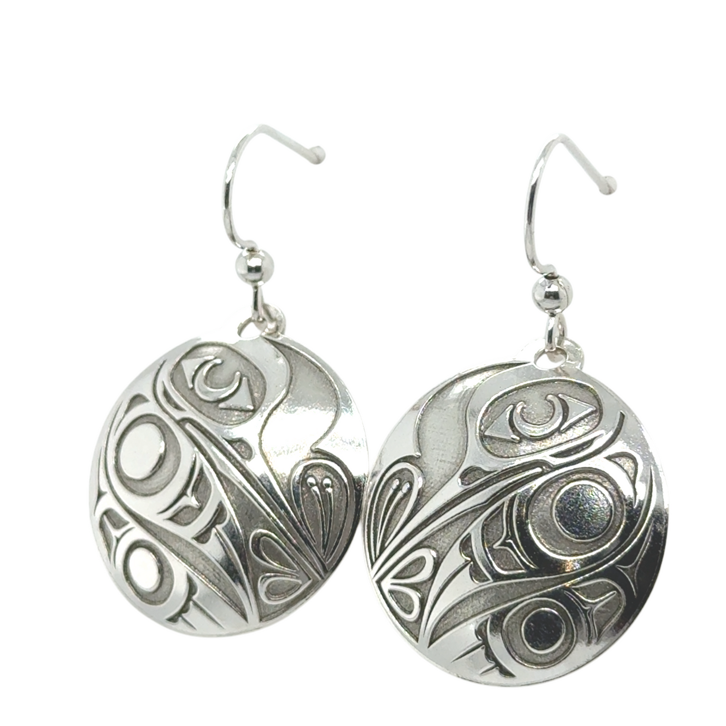 Earrings - Sterling Silver - Drop - Round - Hummingbird - 25mm