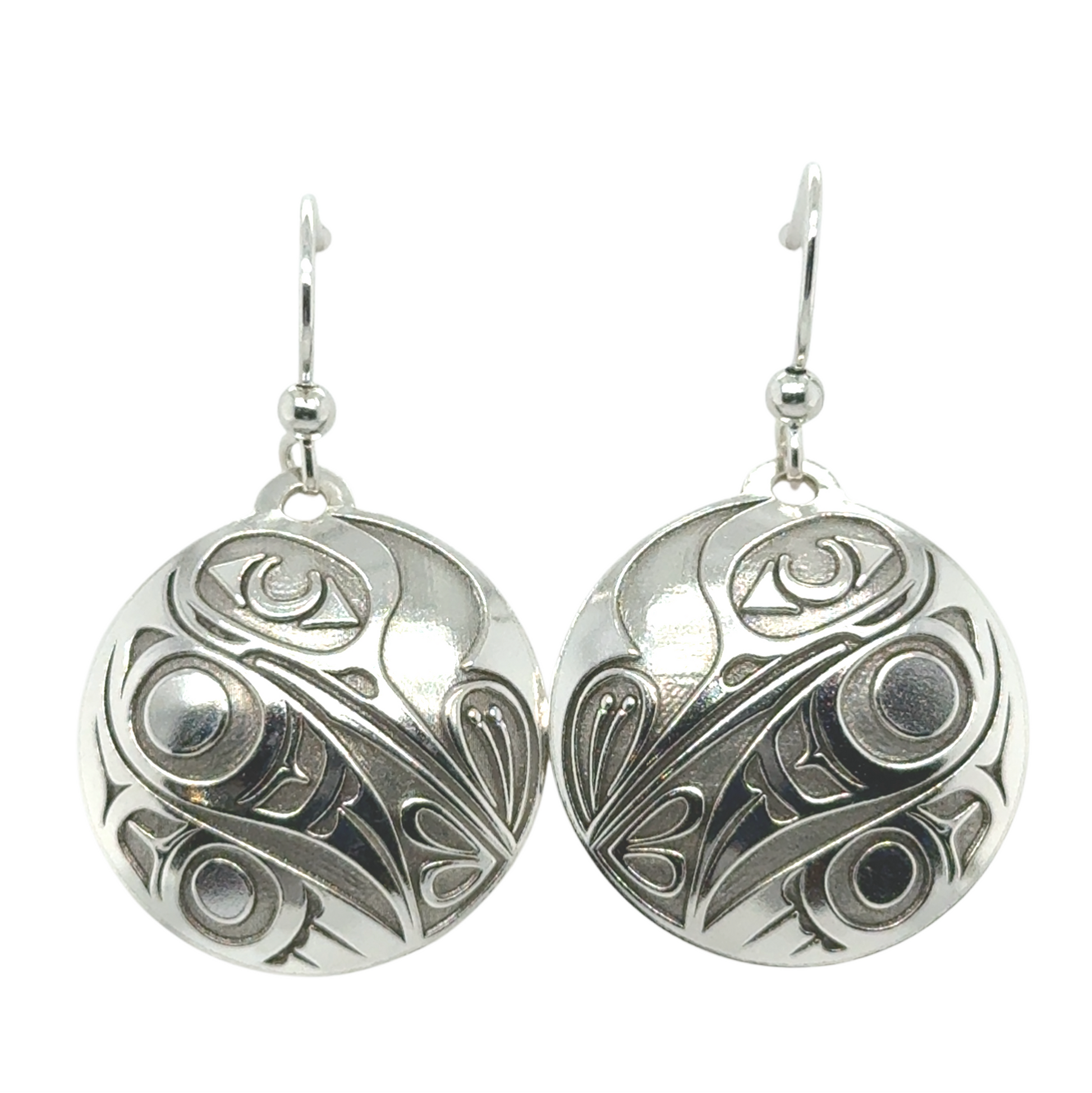 Earrings - Sterling Silver - Drop - Round - 25mm - Hummingbird