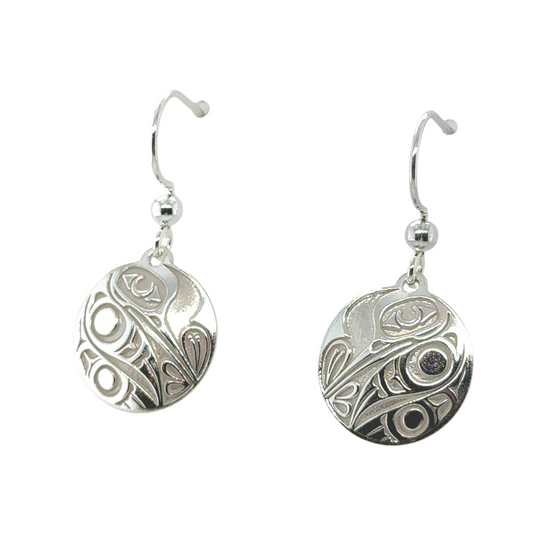 Earrings - Sterling Silver - Drop - Round - Hummingbird - 15mm