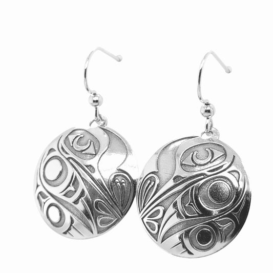 Earrings - Sterling Silver - Drop - Round - Hummingbird - 25mm