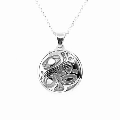Pendant - Sterling Silver - Round - Orca 2 - Small - 20mm