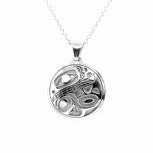 Pendant - Sterling Silver - Round - Orca 2 - Small - 20mm