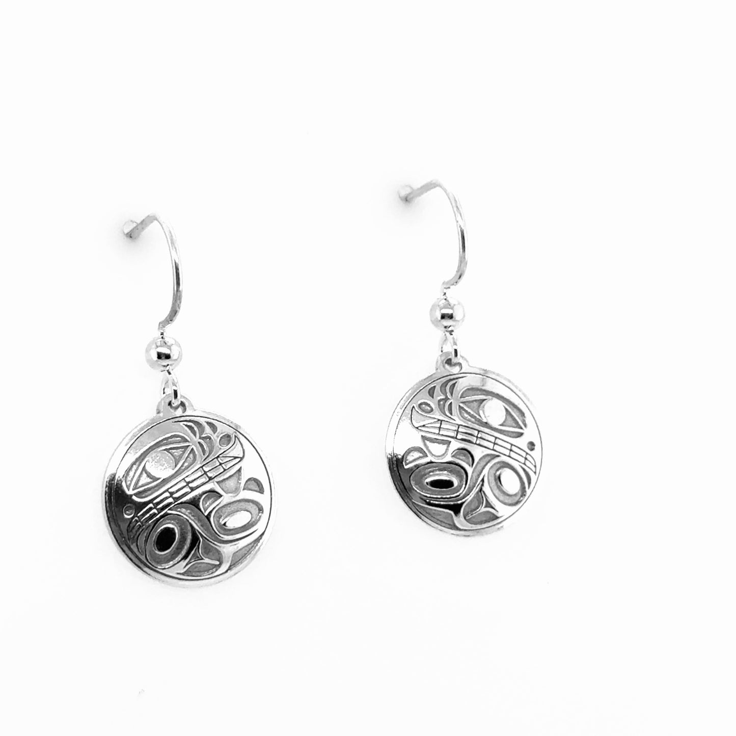 Earrings - Sterling Silver - Drop - Round - Orca 2 - 15mm