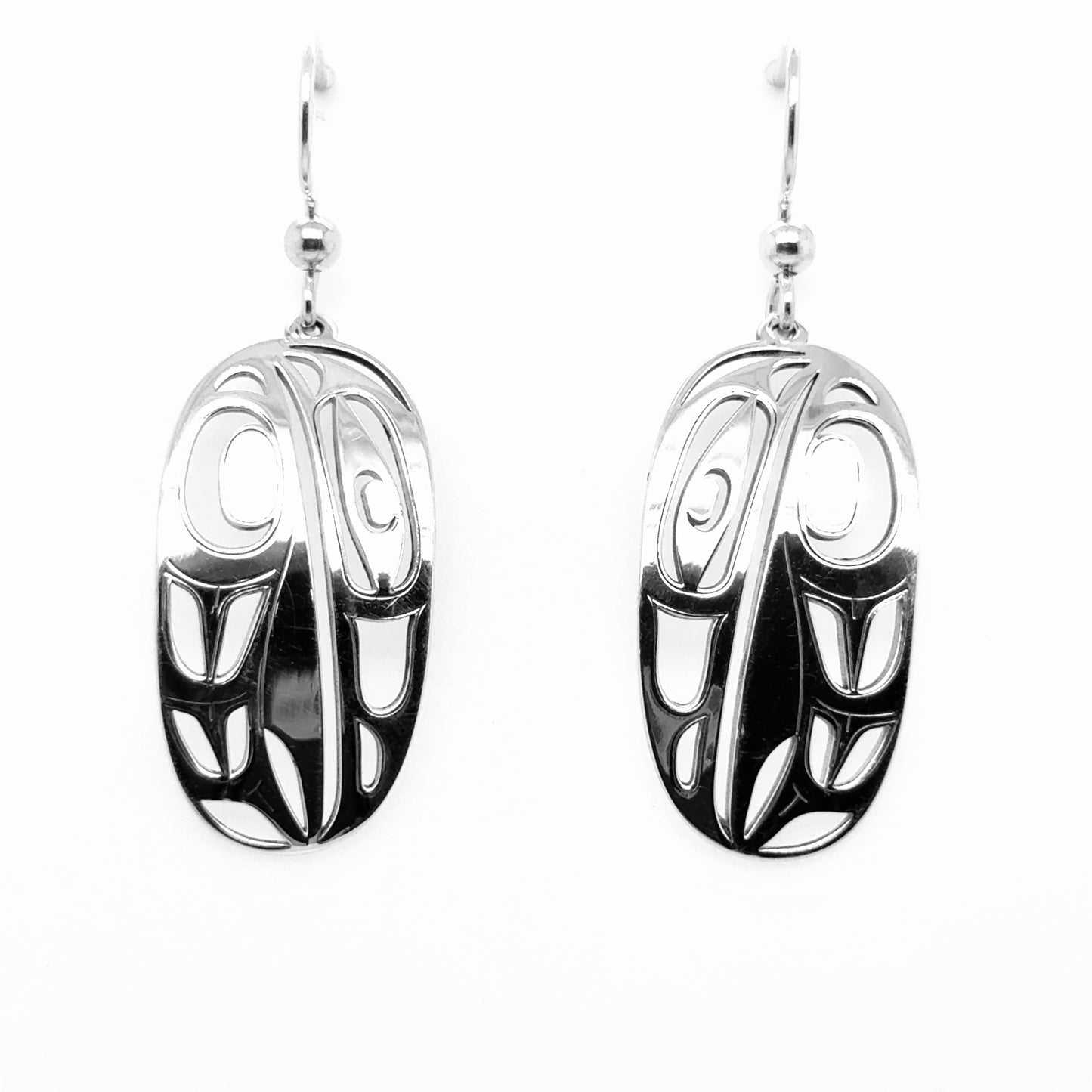 Earrings - Sterling Silver - Drop - Oval - Raven - 35mm