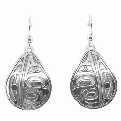 Earrings - Sterling Silver - Drop - Teardrop - Raven - 28mm
