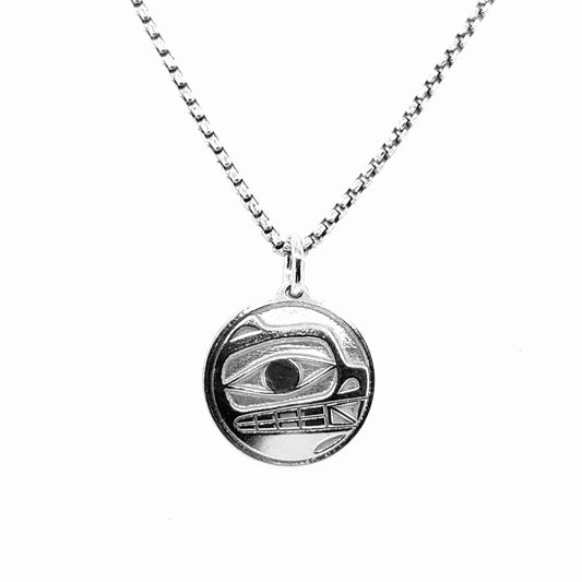 Pendant - Sterling Silver - Round - Bear - Mini - 15mm