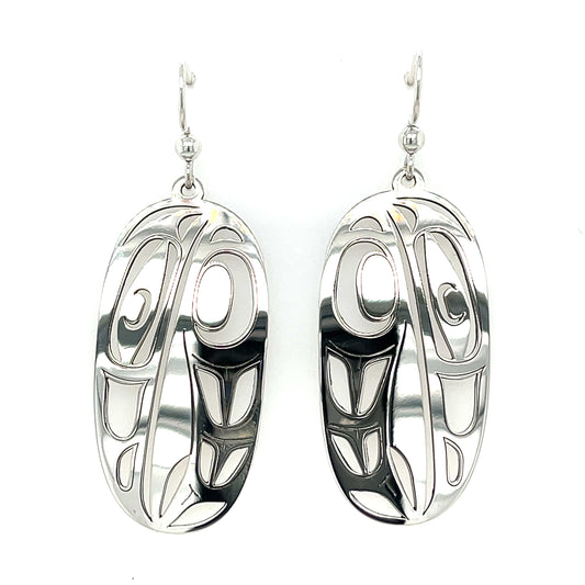Earrings - Sterling Silver - Drop - Oval - Raven - 44mm