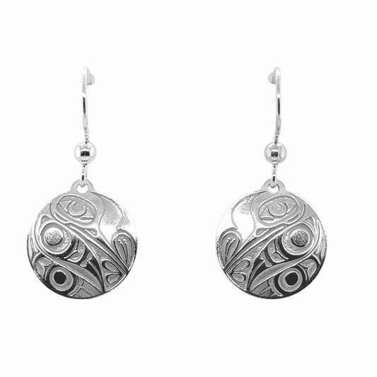 Earrings - Sterling Silver - Drop - Round - Hummingbird - 15mm