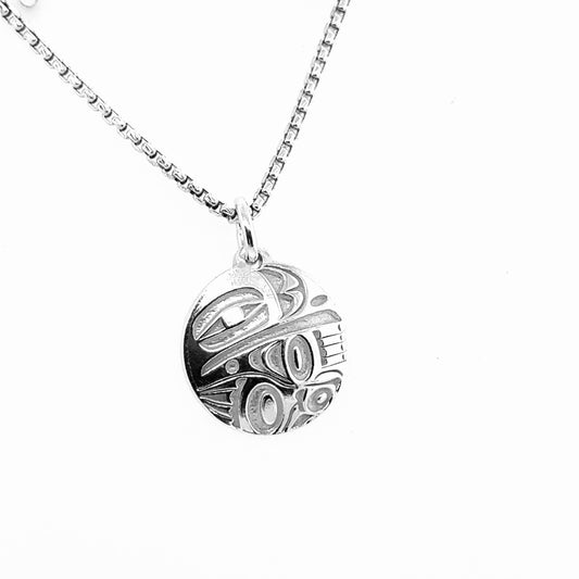 Pendant - Sterling Silver - Round - Raven - Mini - 15mm