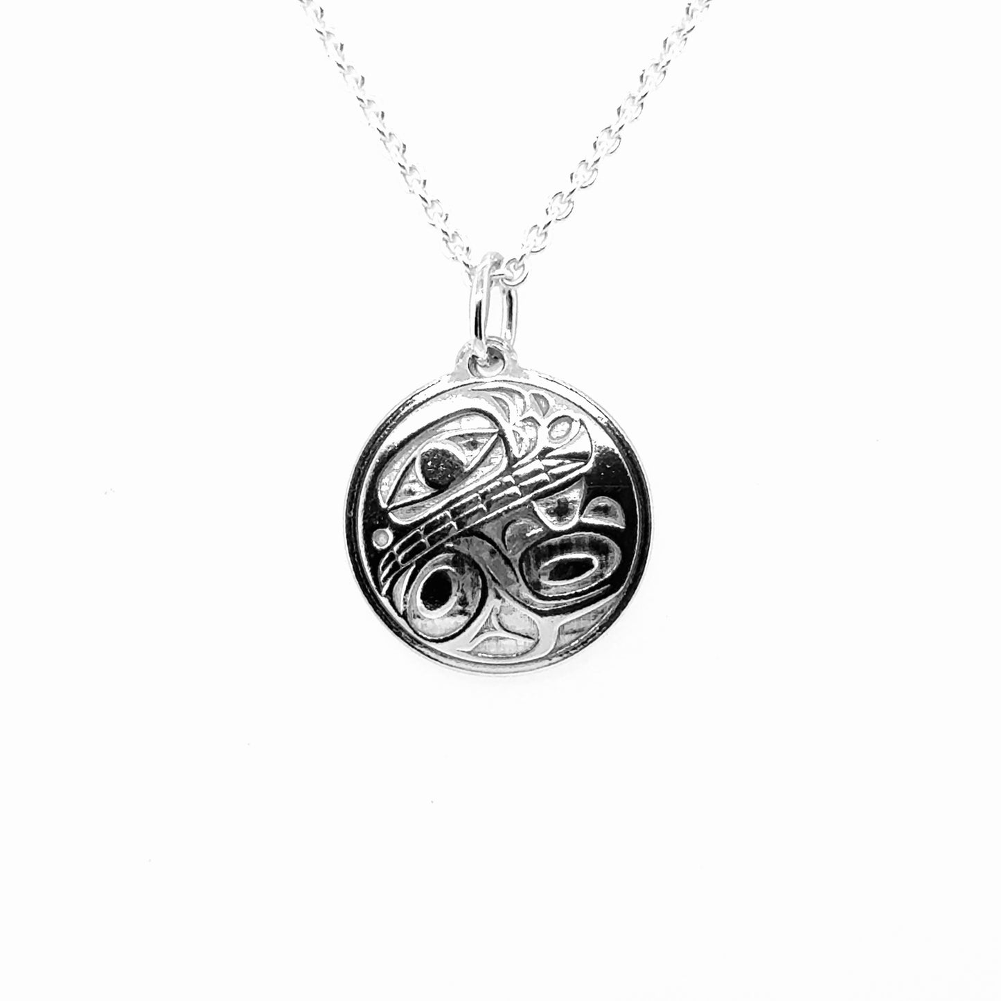 Pendant - Sterling Silver - Round - Orca 2 - Mini - 15mm