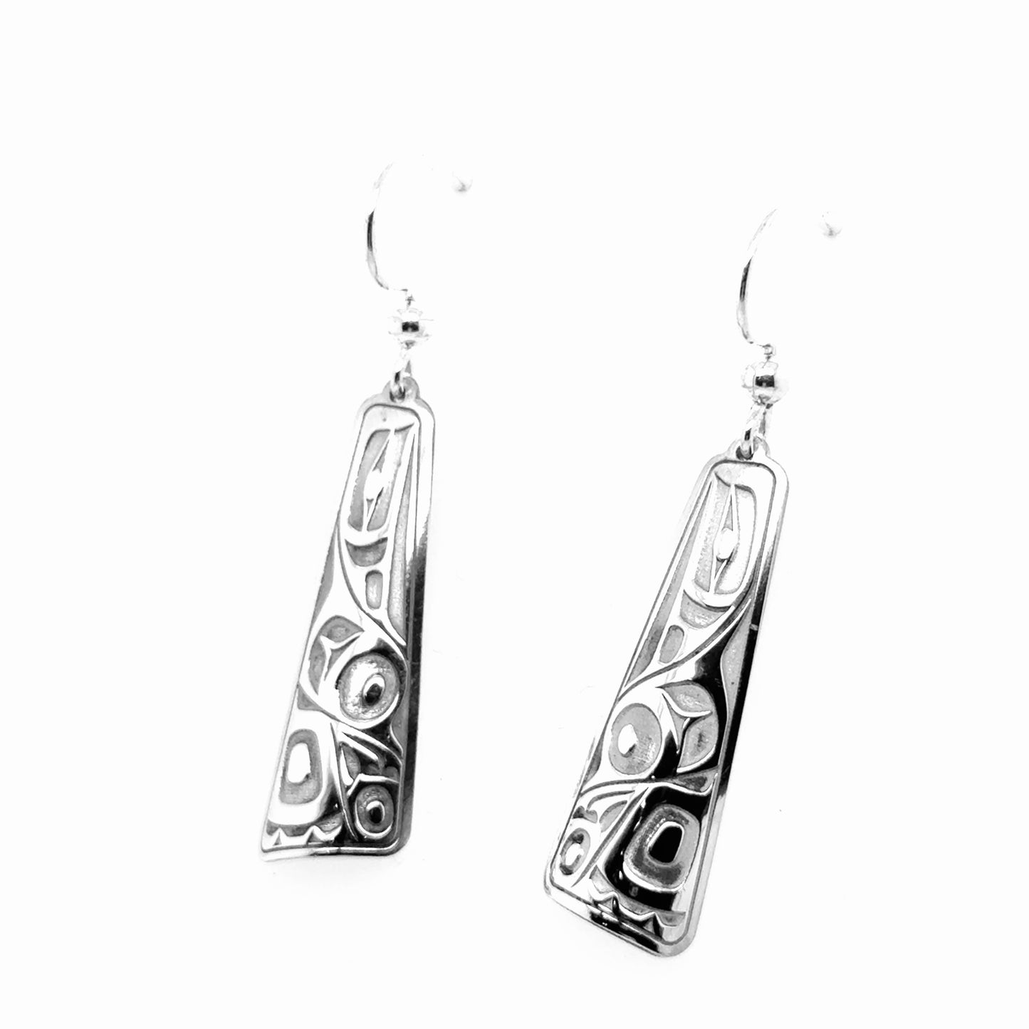 Earrings - Sterling Silver - Drop - Long Triangle - Raven - 32mm