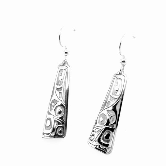 Earrings - Sterling Silver - Drop - Long Triangle - Raven - 32mm