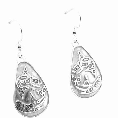 Earrings - Sterling Silver - Drop - Teardrop - Orcas - 25mm