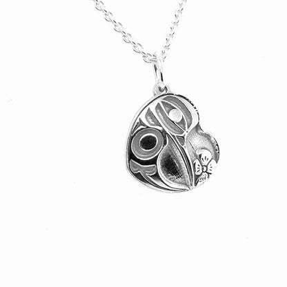 Pendant - Sterling Silver - Heart - Hummingbird - Mini - 15mm