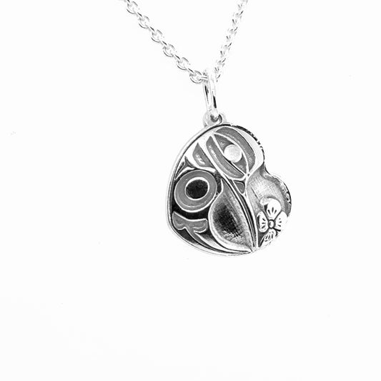 Pendant - Sterling Silver - Heart - Hummingbird - Mini - 15mm