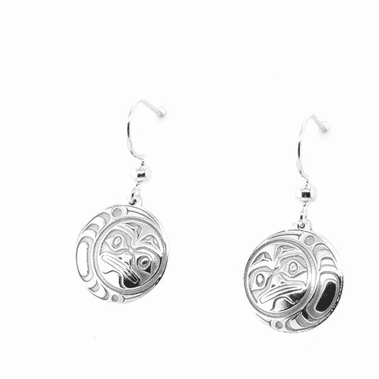 Earrings - Sterling Silver - Drop - Round - Moon - 15mm