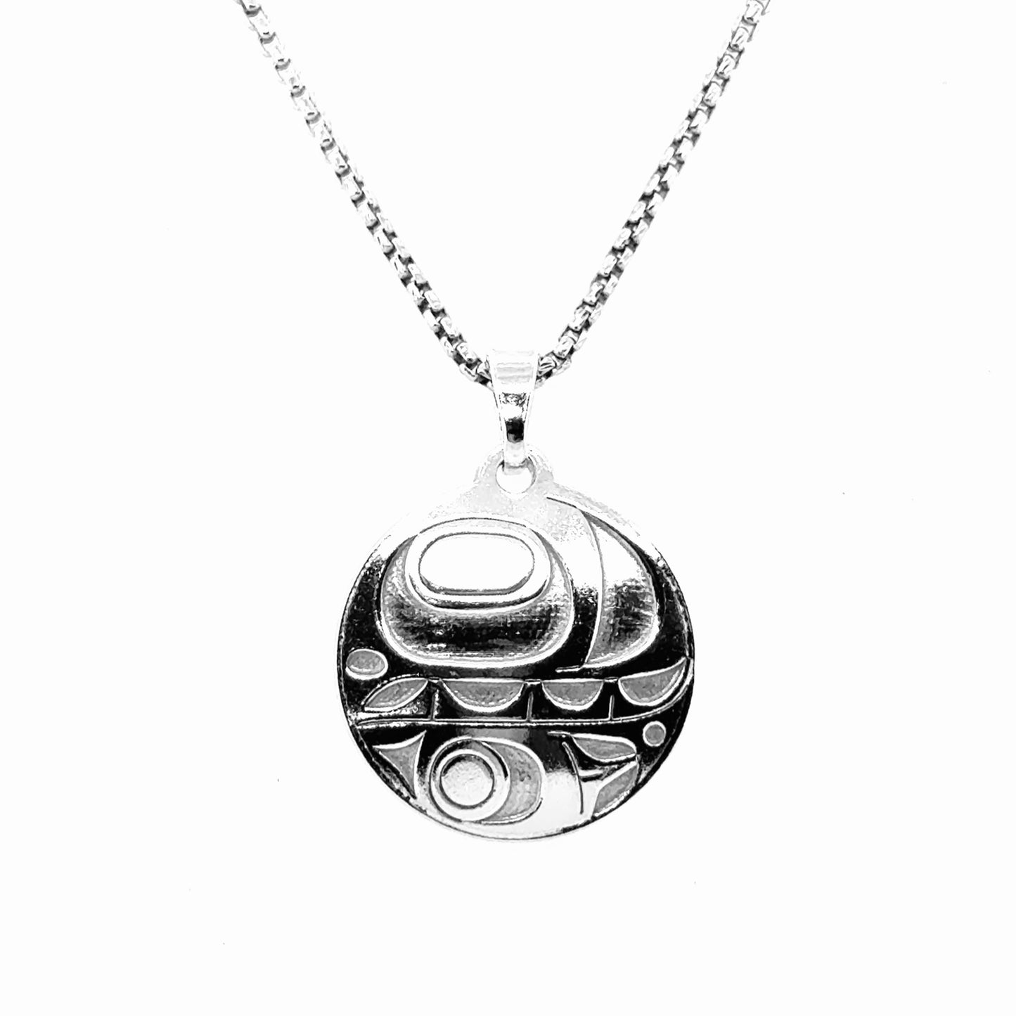 Pendant - Sterling Silver - Round - Orca - Small - 20mm