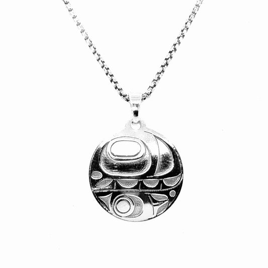 Pendant - Sterling Silver - Round - Orca - Small - 20mm