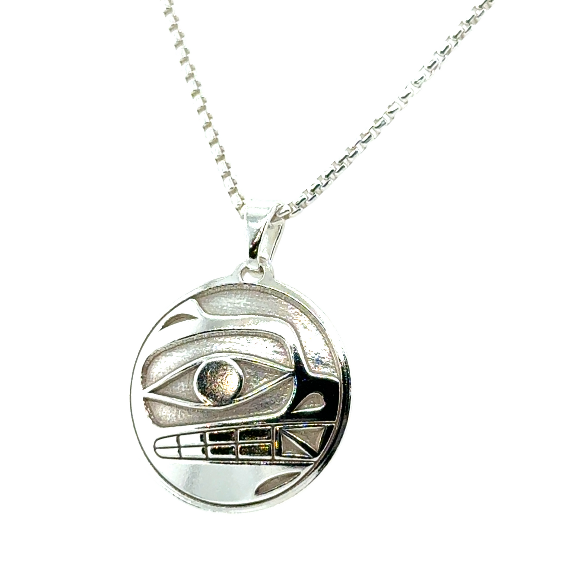 Pendant - Sterling Silver - Round - Bear - Small - 20mm