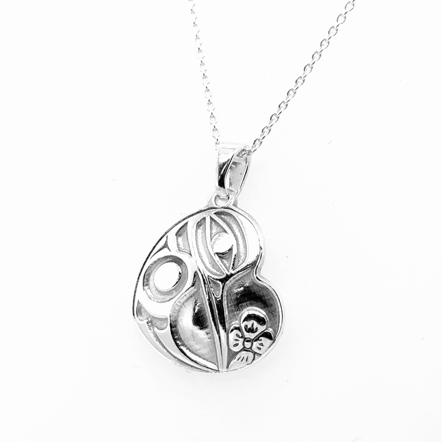 Pendant - Sterling Silver - Heart - Hummingbird - Small - 20mm