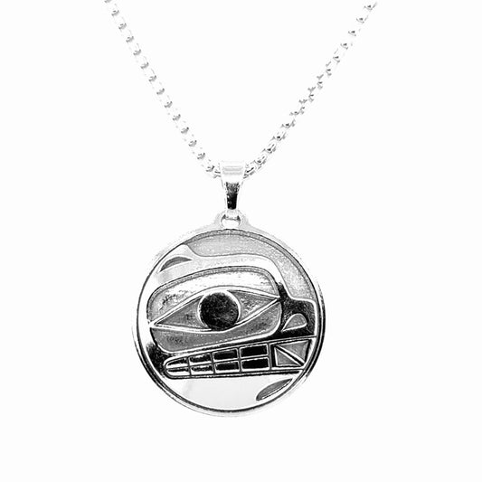 Pendant - Sterling Silver - Round - Bear - Small - 20mm