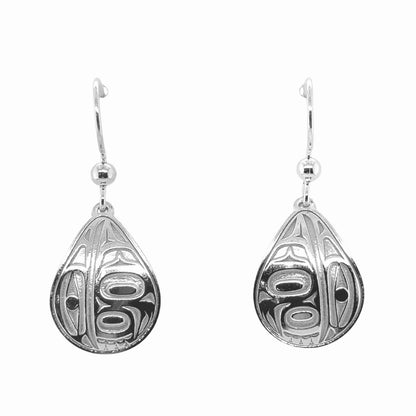 Earrings - Sterling Silver - Drop - Teardrop - Raven - 19mm
