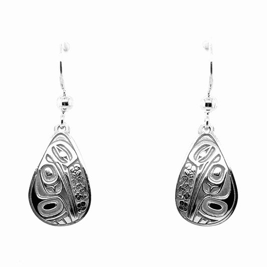 Earrings - Sterling Silver - Drop - Teardrop - Hummingbird Floral - 18mm