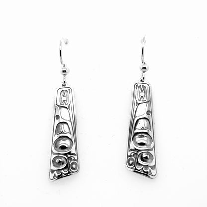 Earrings - Sterling Silver - Drop - Long Triangle - Hummingbird - 32mm