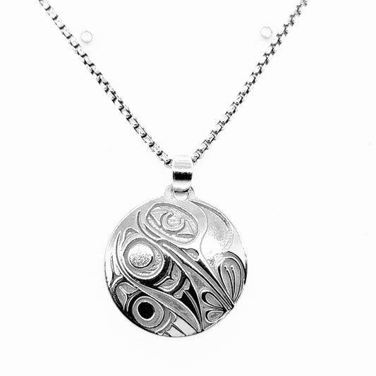 Pendant - Sterling Silver - Round - Hummingbird - Small - 20mm
