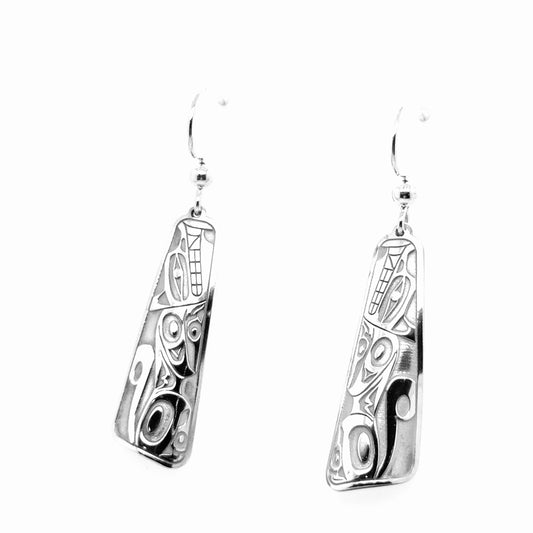 Earrings - Sterling Silver - Drop - Long Triangle - Wolf - 32mm