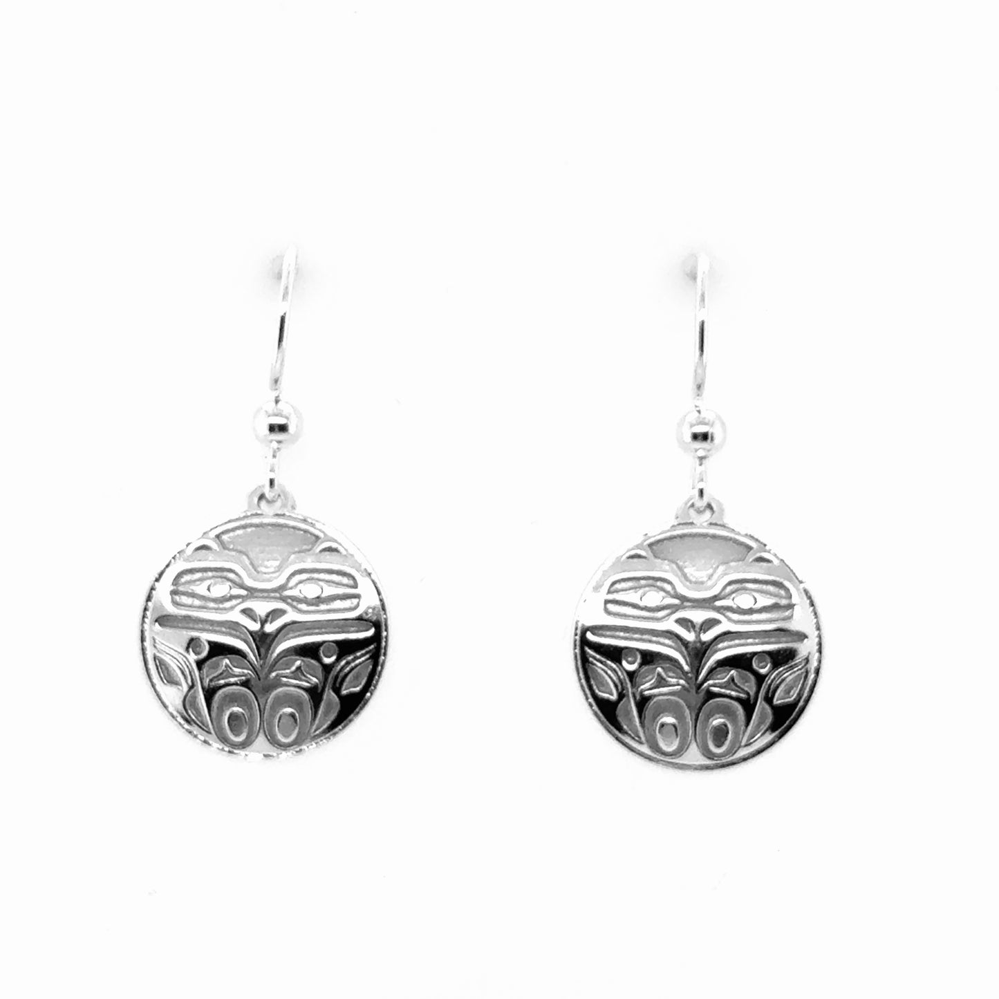 Earrings - Sterling Silver - Drop - Round - Eagle Front - 15mm