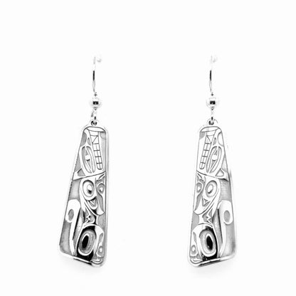 Earrings - Sterling Silver - Drop - Long Triangle - Wolf - 32mm