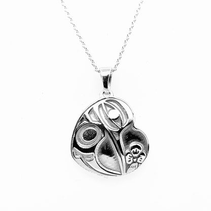 Pendant - Sterling Silver - Heart - Hummingbird - Small - 20mm