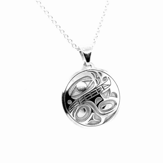 Pendant - Sterling Silver - Round - Orca 2 - Small - 20mm