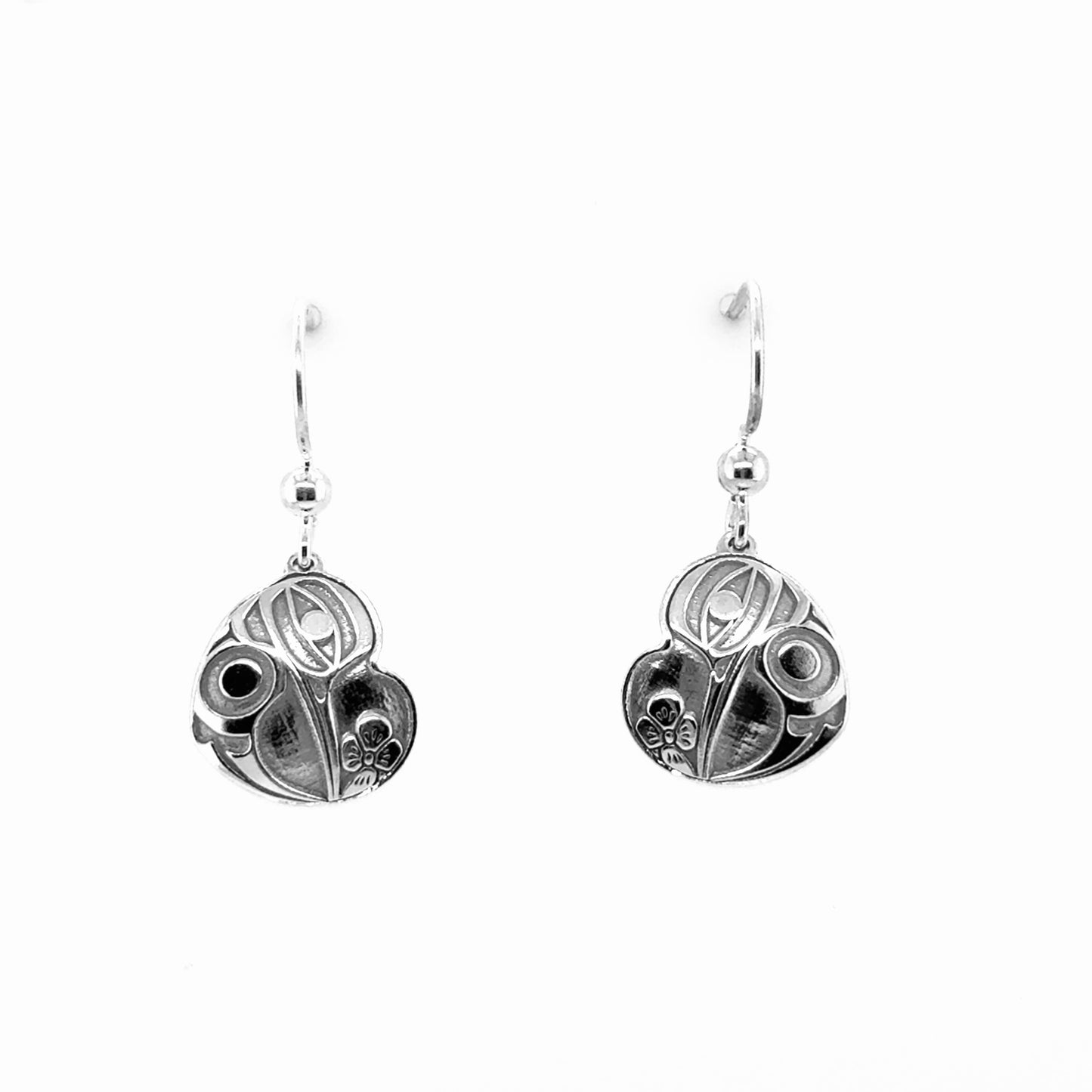 Earrings - Sterling Silver - Drop - Heart - Hummingbird - Mini - 15mm