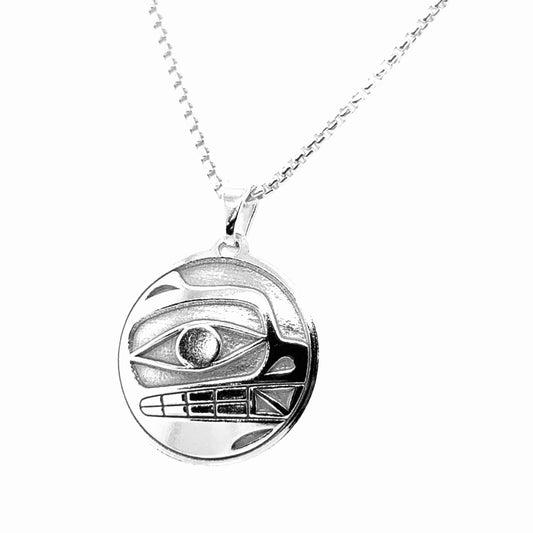 Pendant - Sterling Silver - Round - Bear - Small - 20mm