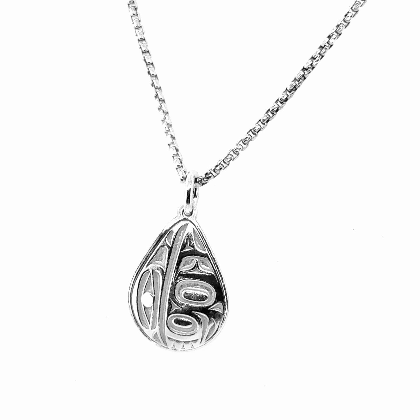 Pendant - Sterling Silver - Teardrop - Raven - Mini - 19mm
