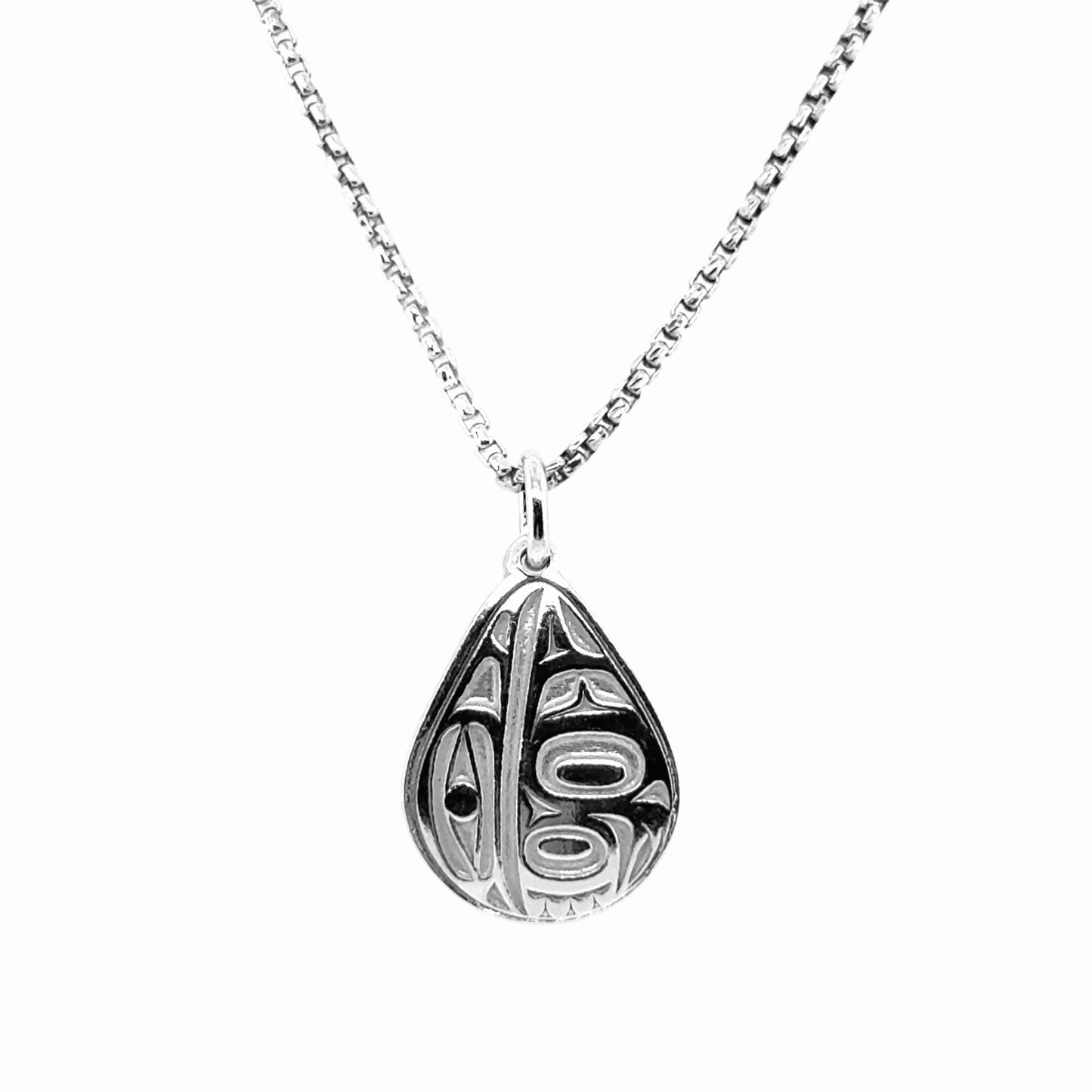 Pendant - Sterling Silver - Teardrop - Raven - Mini - 19mm