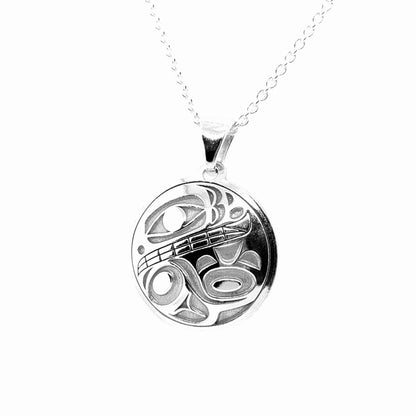 Pendant - Sterling Silver - Round - Orca 2 - Small - 20mm