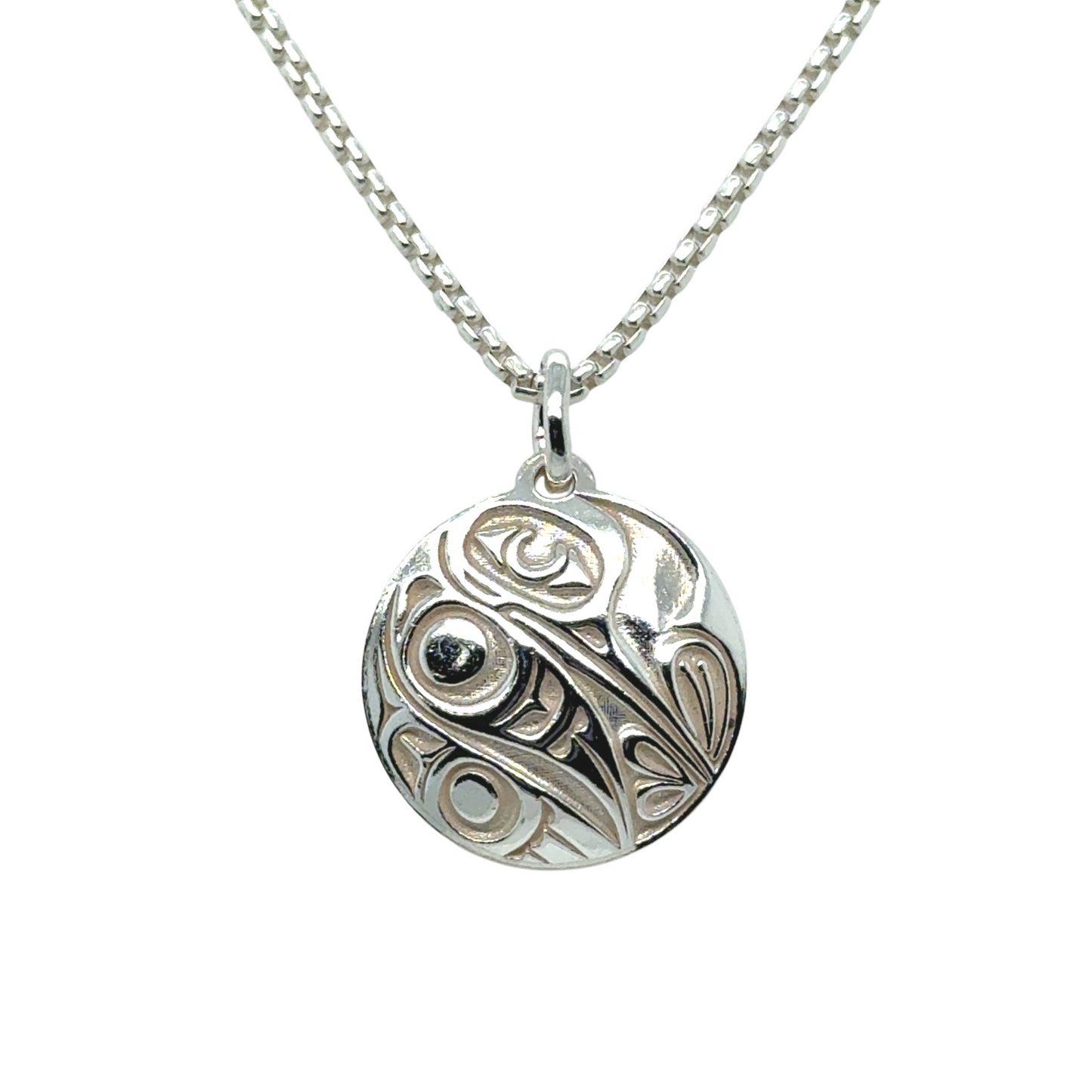 Pendant - Sterling Silver - Round - Hummingbird - Mini - 15mm