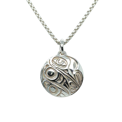 Pendant - Sterling Silver - Round - Hummingbird - Mini - 15mm