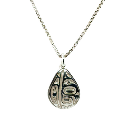 Pendant - Sterling Silver - Teardrop - Raven - Mini - 19mm