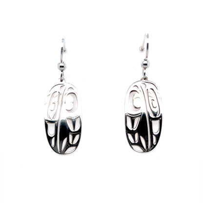 Earrings - Sterling Silver - Drop - Oval - Raven - 24mm