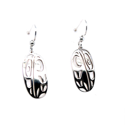 Earrings - Sterling Silver - Drop - Oval - Raven - 24mm