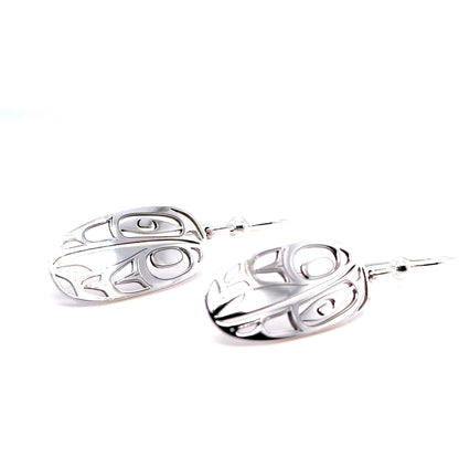 Earrings - Sterling Silver - Drop - Oval - Raven - 24mm